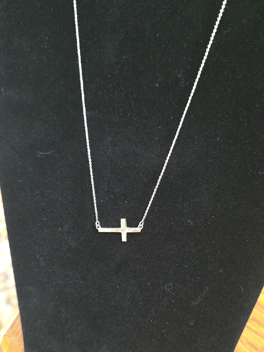 Sterling Silver Horizontal Cross Necklace - Silver